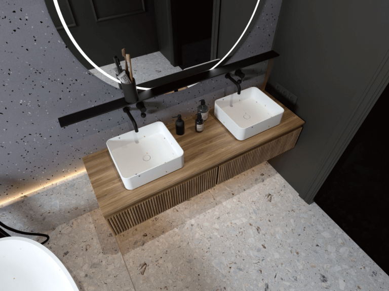 concrete terrazzo counter basin
