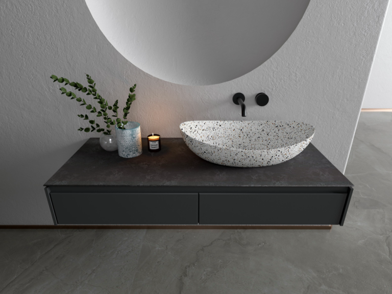 concrete terrazzo counter basin
