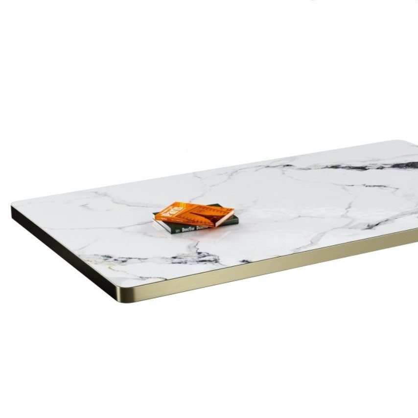 sintered stone table edge-metal wrapped edge
