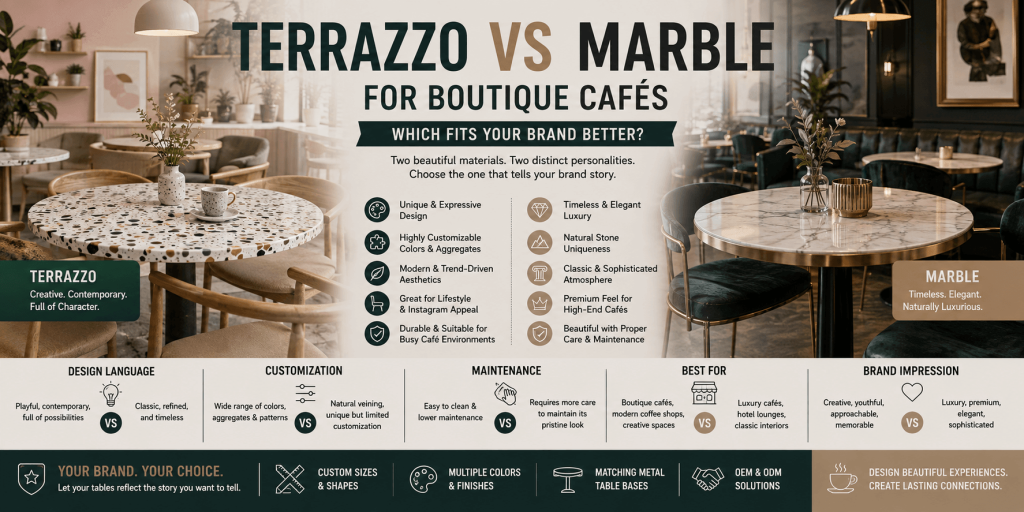 terrazzo vs marble café table